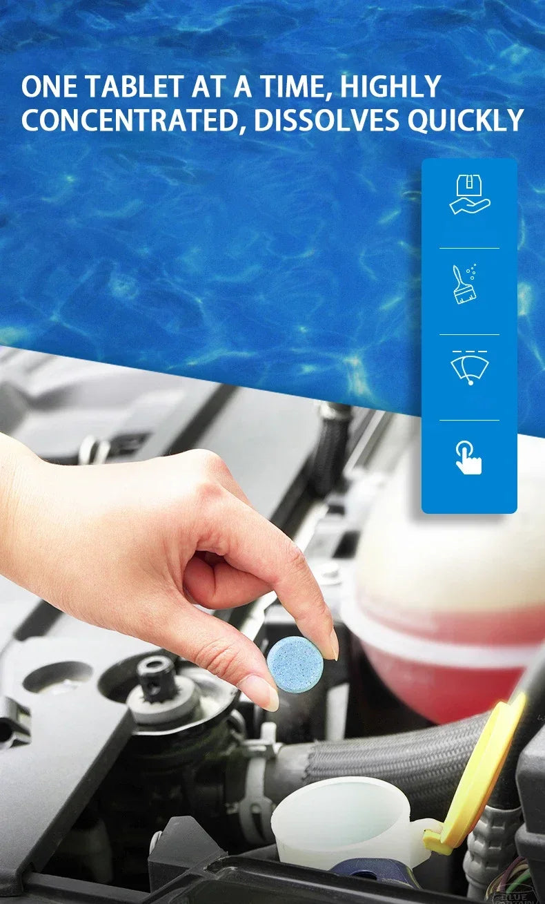 Car Windshield Cleaning Effervescent Multifunctional Glass Water Tablets Solid Cleaner Windshield Spray Car Wash Accessories