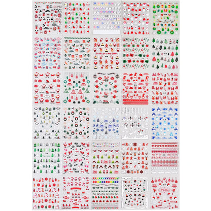 30 Sheets Christmas Nail Art Stickers Self Adhesive 3D White Snowflake Nail Decals Xmas Nail Supplies Christmas Manicure Sliders