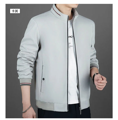 Men's Autumn Fashion Baseball Jackets Long Sleeve Stand Collar Loose Outwears Coats Sport Casual Slim Fit Business Jacket Male