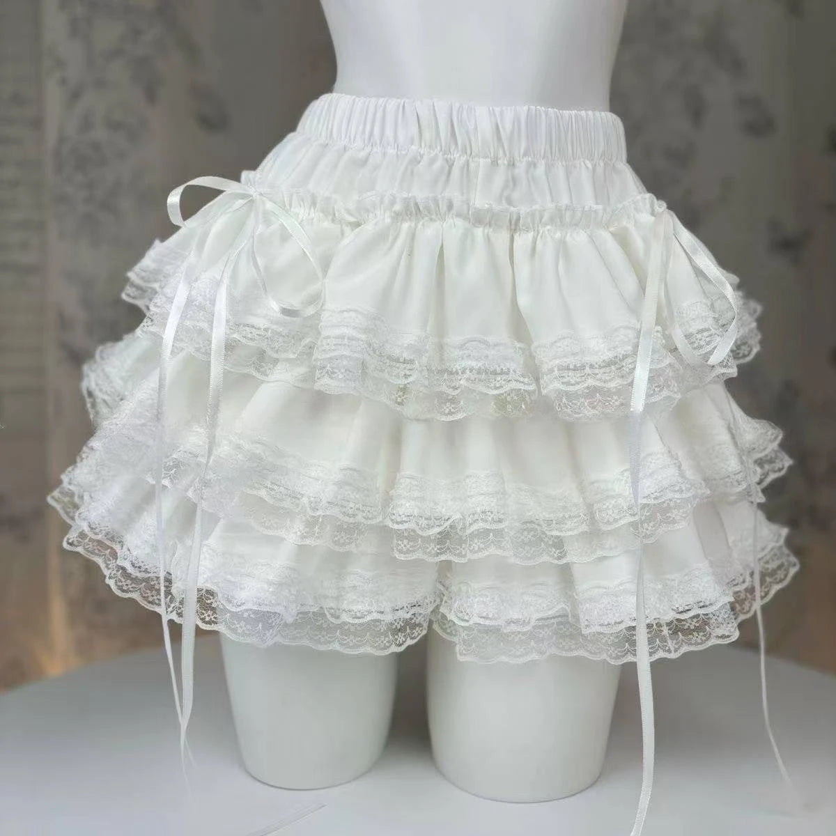 Lolita Style Princess Vintage Cake Skirt  Sweet Kawaii Women Cute Lace Ruffles Party Mini Skirts Harajuku Y2k Faldas Mujer