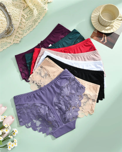 S-XXL Women Lace Panties Patchwork Seamless Underwear Sexy Luxury Hollow Out Solid Briefs Girls' Mid Rise Breathable Lingerie