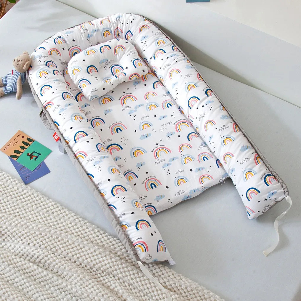85x50cm Baby Nest Baby Crib Infant Cradle Cotton Cot Newborn Nursery Bassinet with Pillow Infant Toddler Lounger