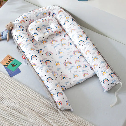 85x50cm Baby Nest Baby Crib Infant Cradle Cotton Cot Newborn Nursery Bassinet with Pillow Infant Toddler Lounger