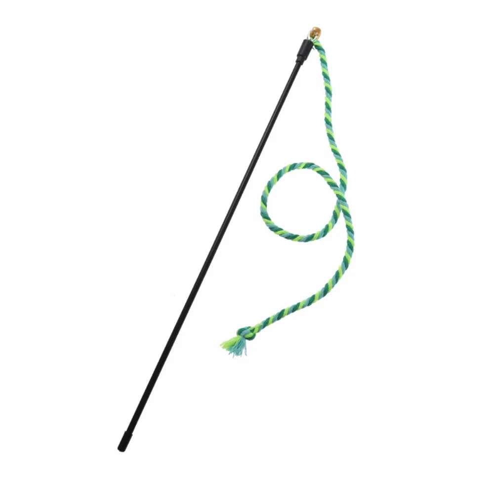 Multi-functional with Bell Cat Wand Cotton Rope Bite Resistant Cat Wand Interactive Play Kitten Teething Stick Pet