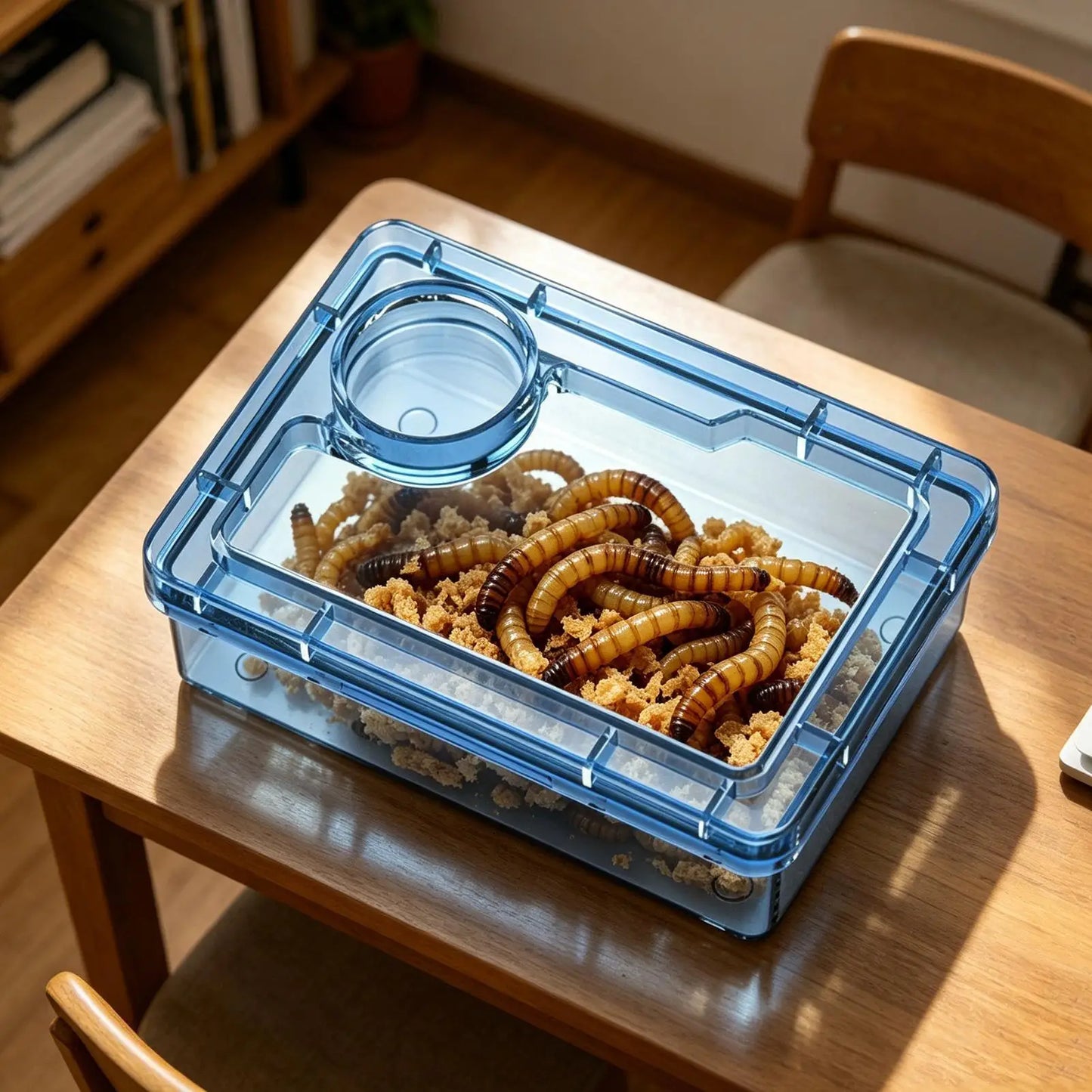 Safe Escape Proof Compartment Reptile Food Dish for Leopard Gecko Hermit Crab Frog Spider Chameleon Iguana Lizard Tarantula
