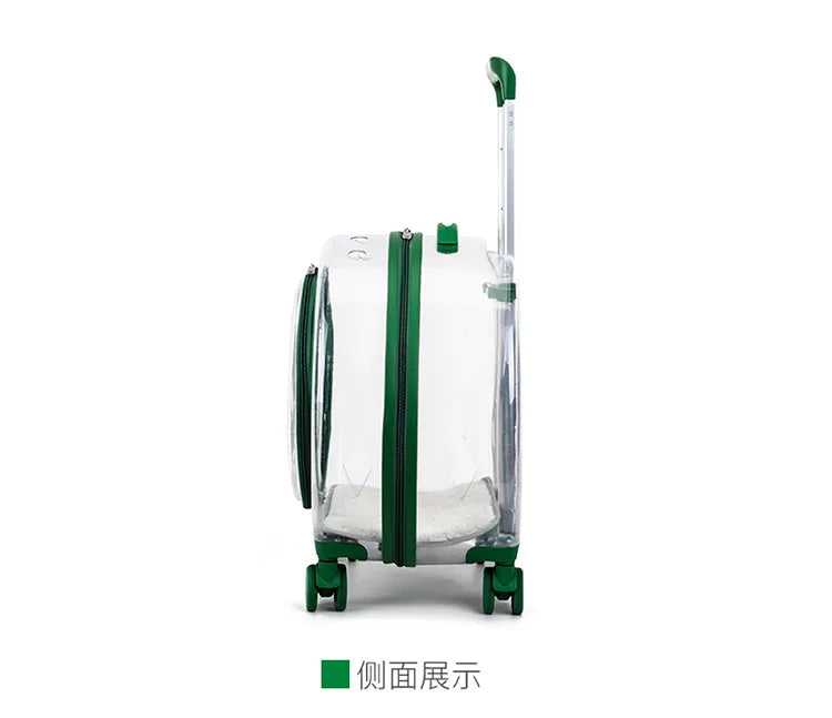 pet trolley case portable dog going out transparent trolley bag large capacity two cats