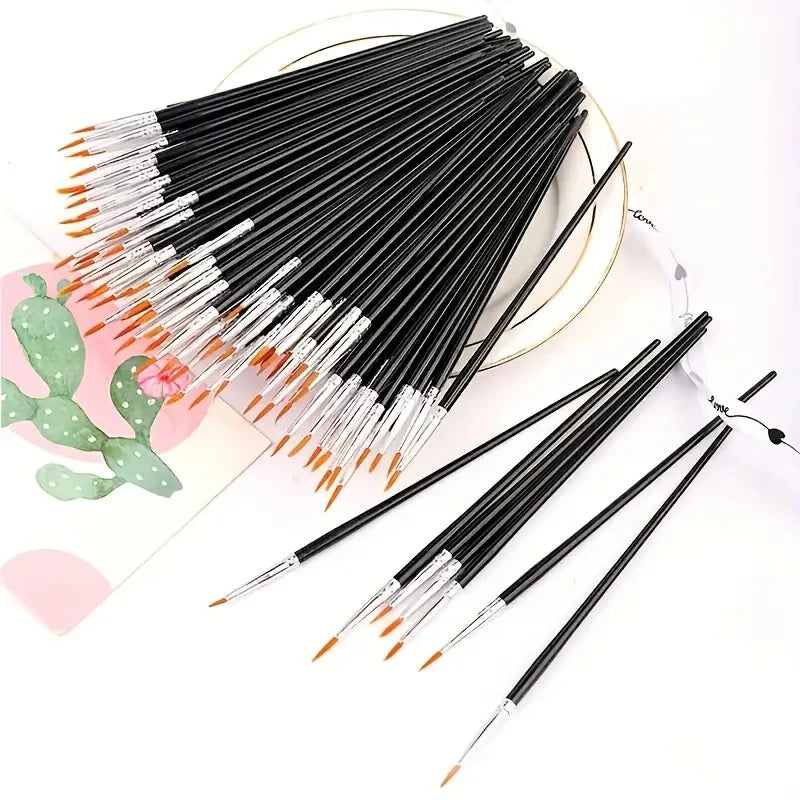 Flat And Round Paint Brushes Set,Pointed Flat Nylon Hair Brushes For Acrylic Oil Watercolor Paint Party Painting