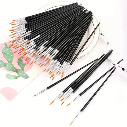 Flat And Round Paint Brushes Set,Pointed Flat Nylon Hair Brushes For Acrylic Oil Watercolor Paint Party Painting