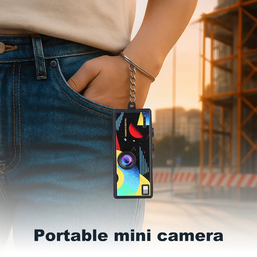 Ourlife Digital Camera 0.96 Inch Keychain Camera Retro Support Memory Card 1080P Very Small Camcorder Video Recorder with Flash