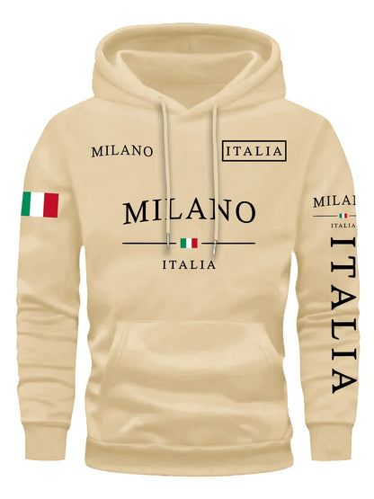 ITALIA MILANO Men Women Hoodie Outdoor Street Casual Sports Vacation Trend Spring Autumn Winter Couple Sweatshirt Top Clothing