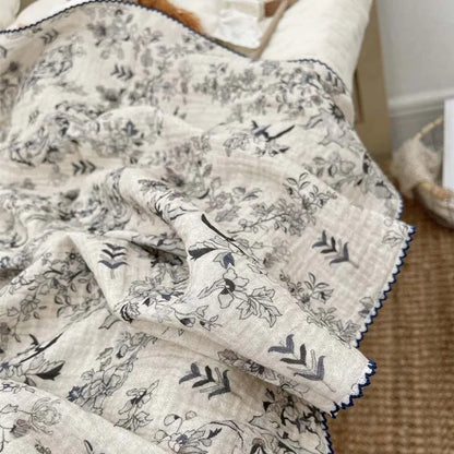 Baby Blanket Floral Soft Cotton Muslin Newborn Swaddle Wrap Receiving Blanket Quick Dry Bath Towel Baby Stroller Cover