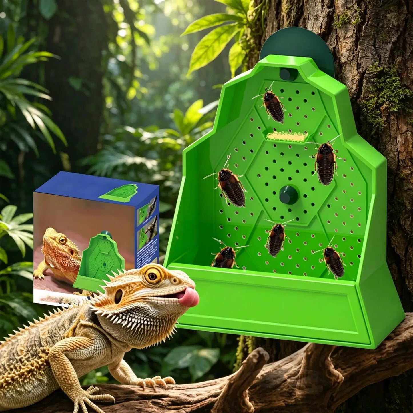 Corner Reptiles Feeder Box With Suction Cups Wall Mounted Terrariums Feeding Dish For Lizards Geckos Pet Reptile Feeder