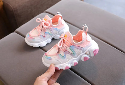 2022 Breathable Toddler Boy Sneakers Stretch Fabric Fashionable Baby Running Shoes Pink School Girl Sports Shoes Sneakers