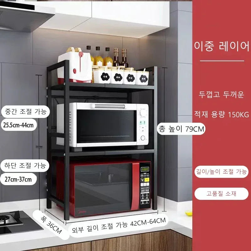 Household Microwave Oven Rack Kitchen Countertop Oven Rack Seasoning Storage Rack Holder Stand Storage Furniture