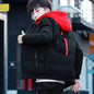 New Winter Men's down Jacket Thickened Short Bright Leather Fur Collar Warmth Anti-Cold Youth Short Stylish Polyester Fiber