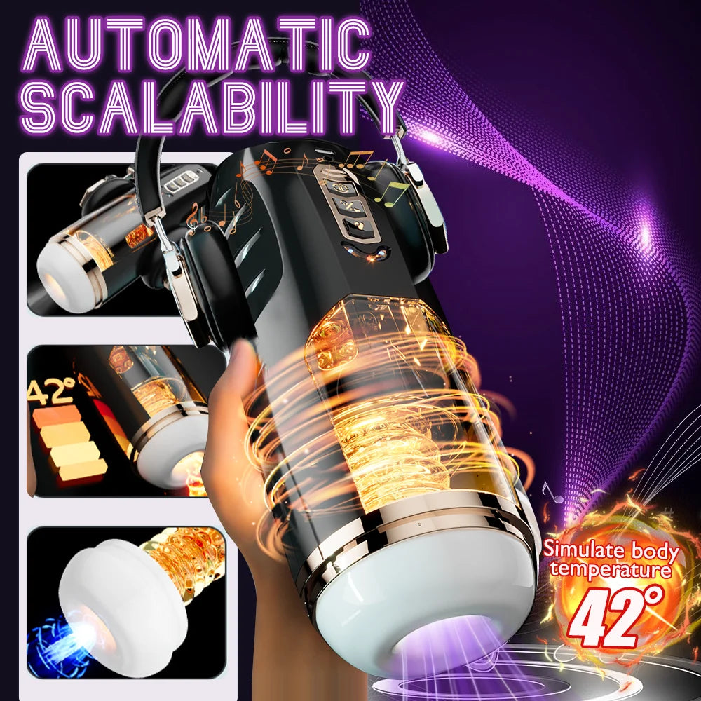 Automatic Male Masturbator Telescopic Vibrator Heating Sexy Voice Suction Cup Electric Pocket Pussy Sex Toys For Men