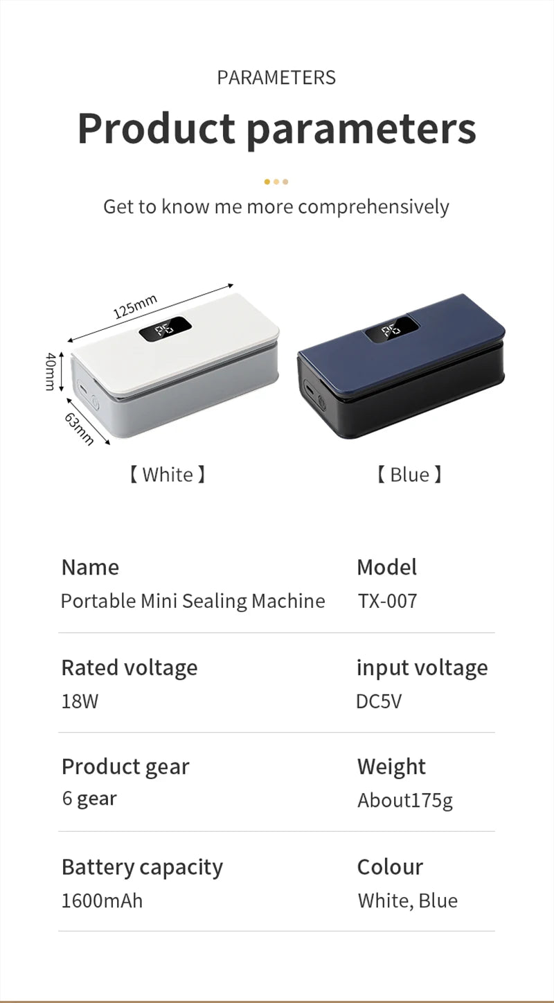Mini Heat Bag Sealing Machine Plastic Bag Sealer Handheld Thermal Plastic Food Bag Sealing Portable Food Packaging Heat Sealer