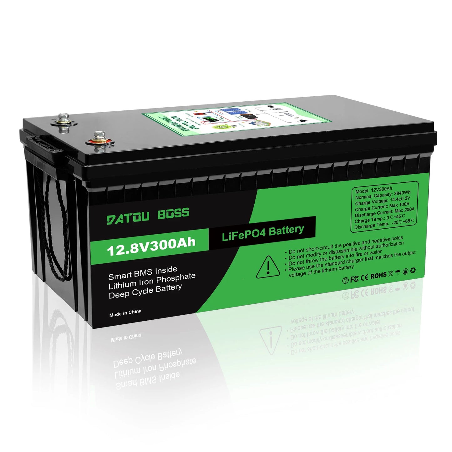 DATOUBOSS 12V100Ah Deep Cycle Lithium Iron Phosphate Battery Built-in Intelligent BMS For RV Golf Cart Boat Solar System NO TAX