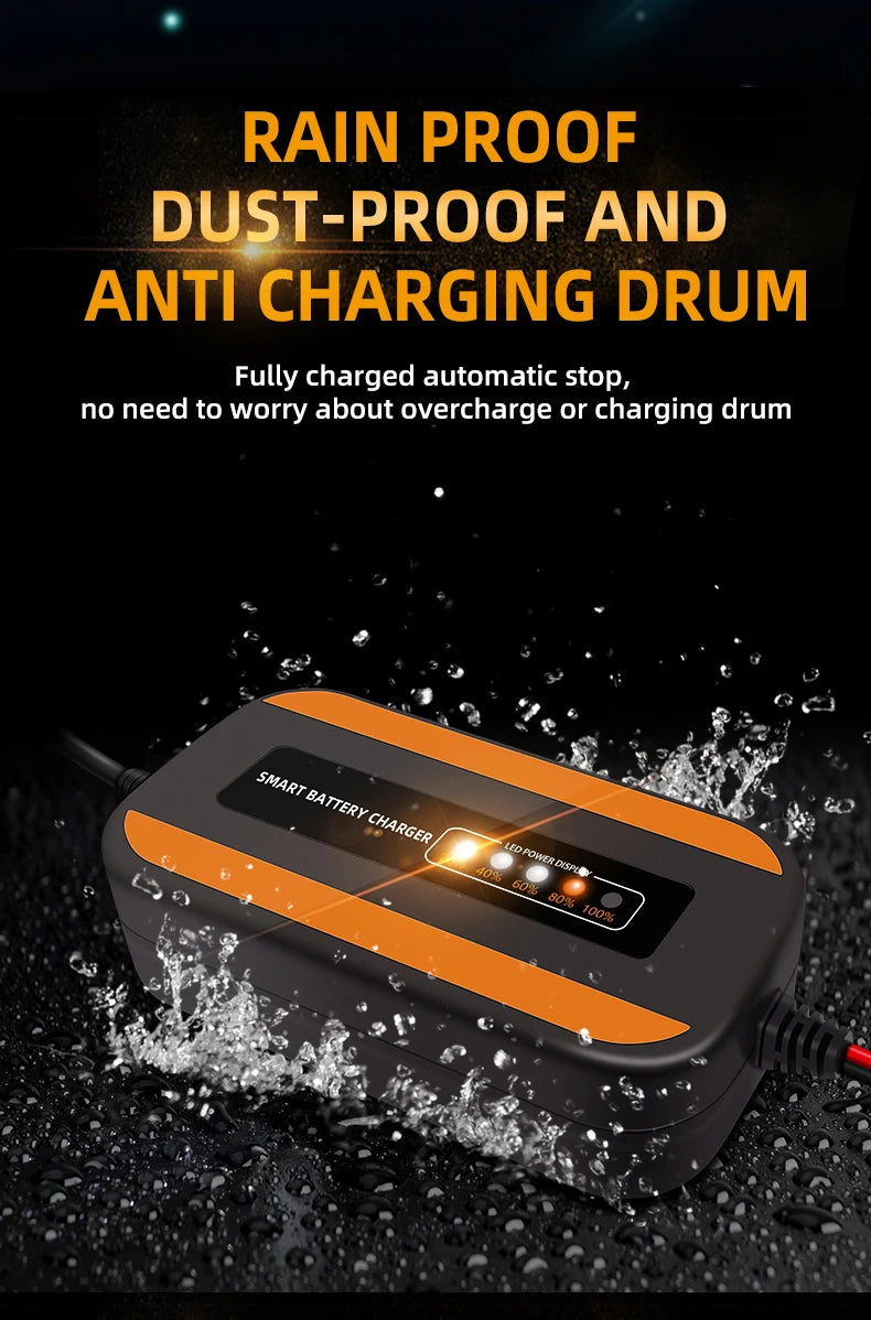 12V 6V Motorcycle Toy Car Battery Charger Mini Lead Acid Battery Charger 2A Full Automatic Charging Puls Repair for Auto Motorcy