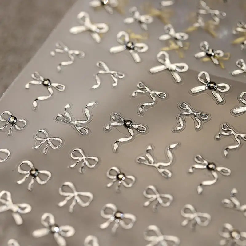5D Luxury Star Nail Stickers for Nail Art Stars Black Silver Nail Decals Gilding Hollow Out Five-Pointed  Nail Art Design Slider