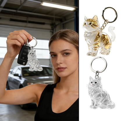 Cute Animal Fur Capsule Keychain, Transparent Cat Hair Bag Pendant, Souvenir Collection and Gift Decorative Accessory