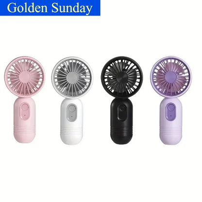 Mini Handheld Fan 3-Speed Strong Wind USB Rechargeable Long Lasting Portable Desk Fan For Students Office Outdoor Travel Camping