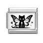Laser Engraving Cute Cartoon Black Playing Cats Italian Charm Links Fit 9mm Stainless Steel Bracelet Men Women DIY Making Gifts
