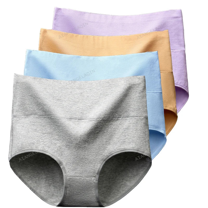 4Pcs Cotton Panties Women High Waist Underwear Body Slim Abdominal Shapers Plus Size Panties Briefs Girls Sexy Lingeries Female