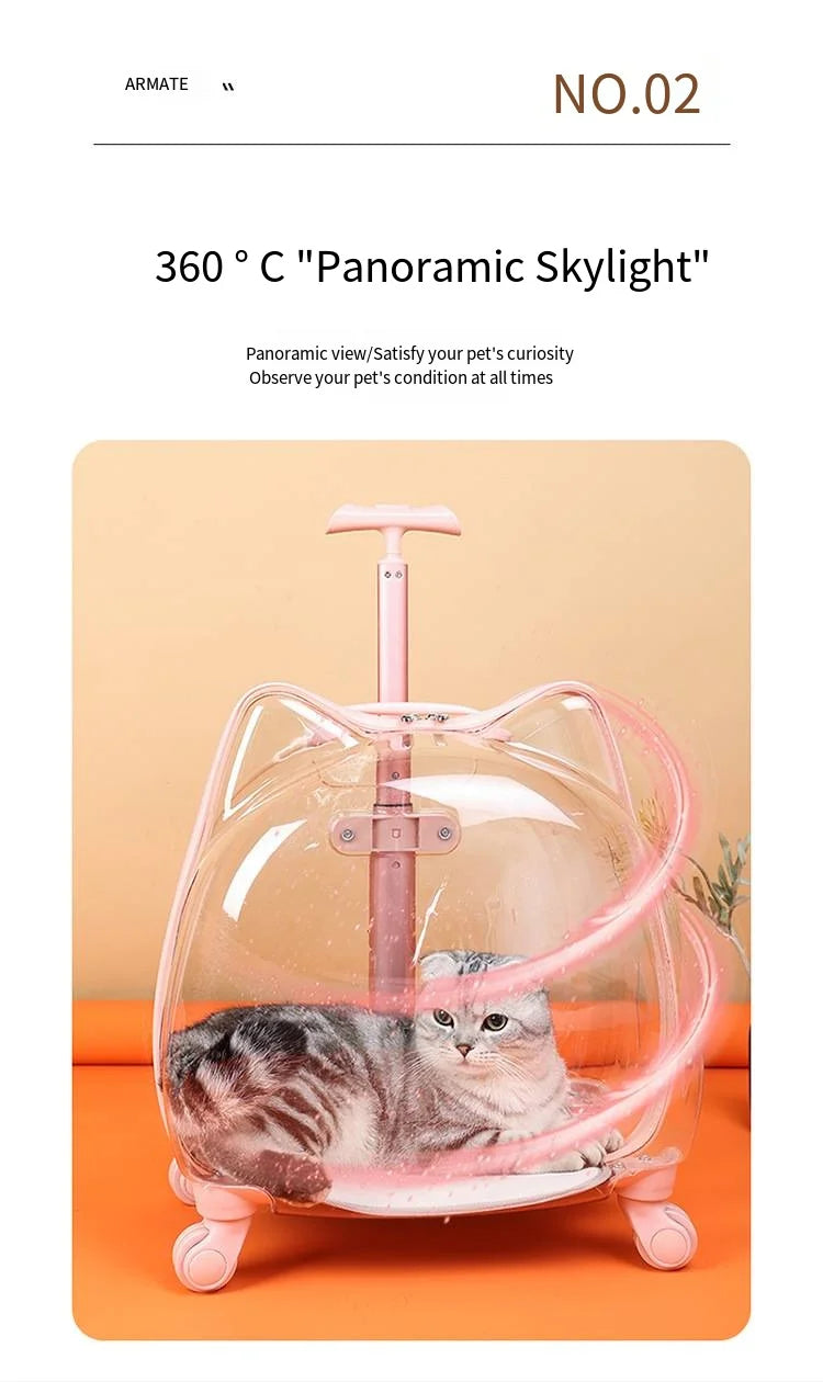 Pet Trolley Case, Fully Transparent Cat Case, Breathable Space Cabin Cat Bag, Outdoor Bag, Portable Small Dog Bag