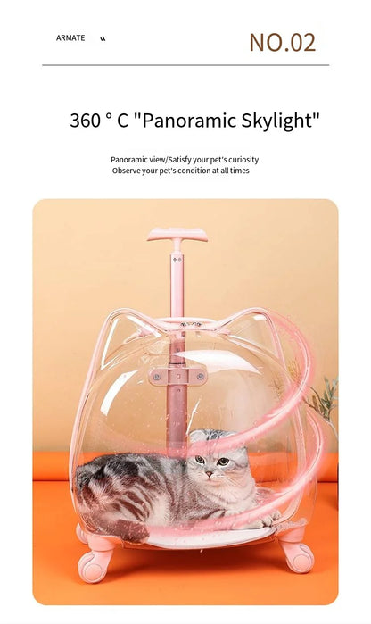 Pet Trolley Case, Fully Transparent Cat Case, Breathable Space Cabin Cat Bag, Outdoor Bag, Portable Small Dog Bag
