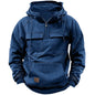Men's Casual Sports Hooded Sweatshirt New Style Outdoor Thick Fashionable Loose Long-Sleeved Pullover with Multiple Pockets