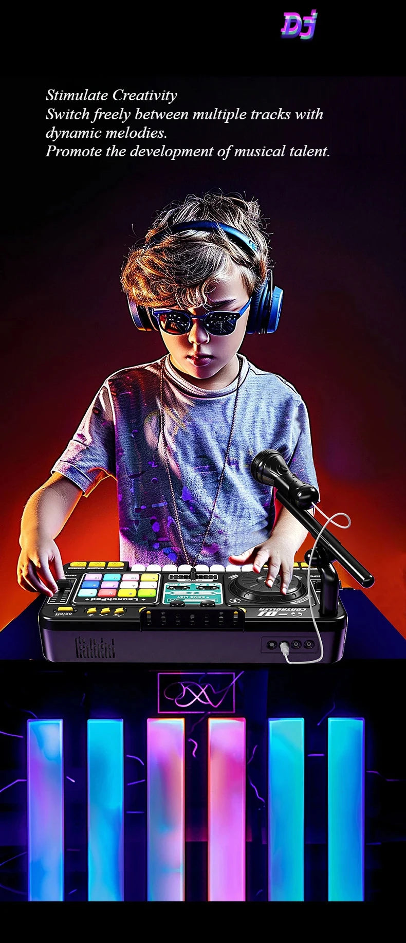 Simulation DJ Mixer Controller Kids Toys Multifunctional Music Effect Children Toy Electronic Musical Instrument Game Birthday Gifts Toys for Boy Girls Chirstmas Gifts Ship From Germany Fast Delivery