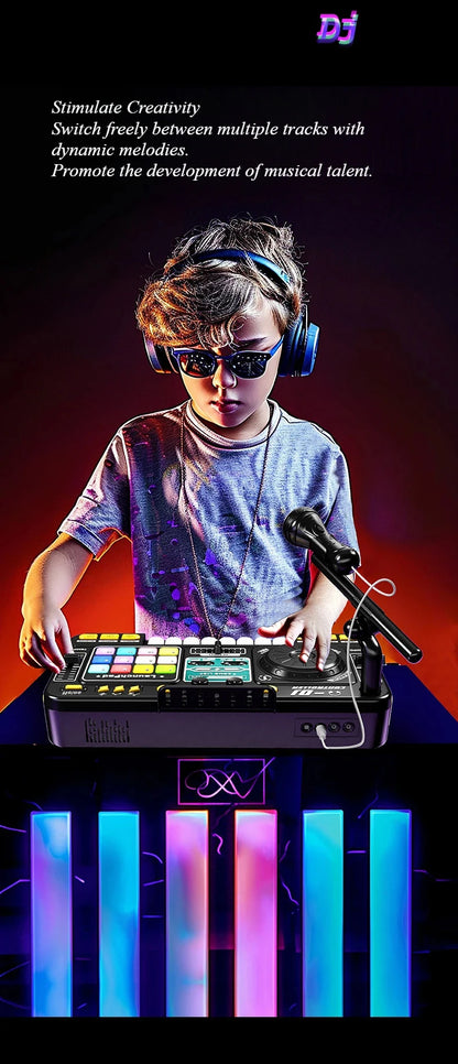Simulation DJ Mixer Controller Kids Toys Multifunctional Music Effect Children Toy Electronic Musical Instrument Game Birthday Gifts Toys for Boy Girls Chirstmas Gifts Ship From Germany Fast Delivery