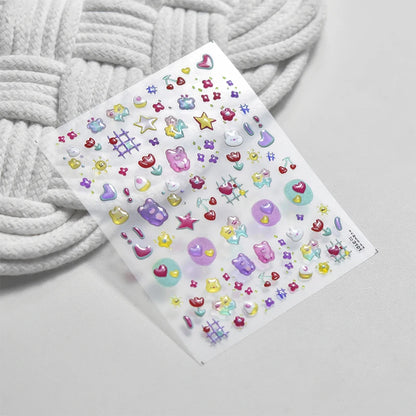 Line Flower Powder Blusher Love Heart High Quality Jelly Series Adhesive Nail Sticker Nail Art Decoration Decals Design T-2830