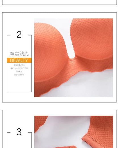 Extreme Push-Up Bra 8cm Thick Pads for Small Bust, Wireless Double Cup Lift, Soft Comfort Fabric, Adjustable Deep V Bras