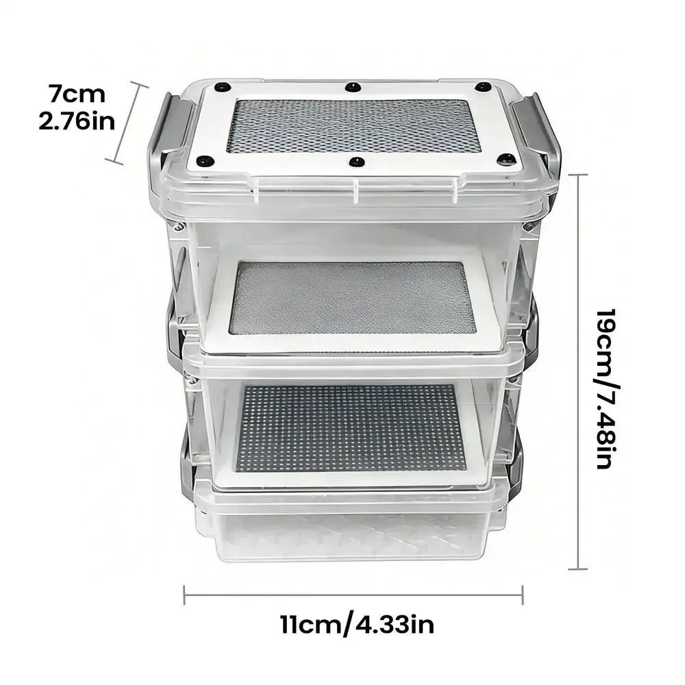 3-Layer Mealworm Breeding Kit Silkworm Feeder Bin Corn Worm Breeder Box for Pet Parents Animal Lovers Keepers Breeders Hobbyists