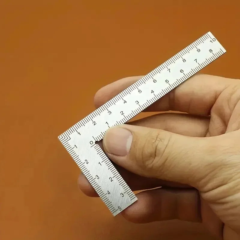 Mini Square Stainless Steel L Shaped Ruler High Precision Double Sided Thickened Corner Gauge Uses for Leather Design Craft