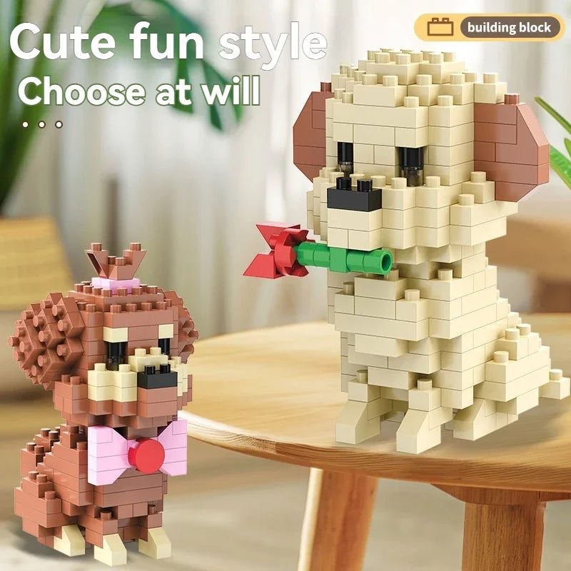 DIY Creative Micro Building Blocks Set  Dogs  Cartoon Character Models DIY Educational Toys For Children Birthday Gift