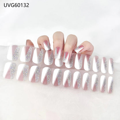 20/22Tips UV Semi cured Gel Nail Stickers Waterproof Long Lasting Full Gel Nail Wraps Press On Nail Decal DIY Manicure