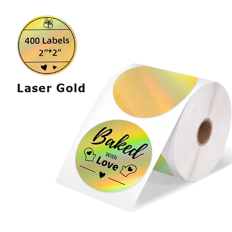 Munbyn/Nelko Holographic Laser Silver Sticker DIY Seal Labels for Card Festival Crafts Party Decorations for 241BT 246S D520