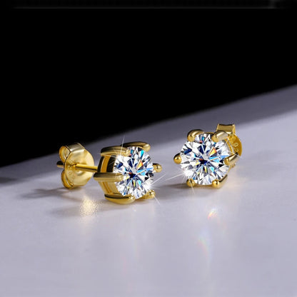 18K Plating Earrings S925 Sterling Silver D Color VVS1 Zircon Earring Stud for Women As Shinning As Diamond Wedding  Jewelry