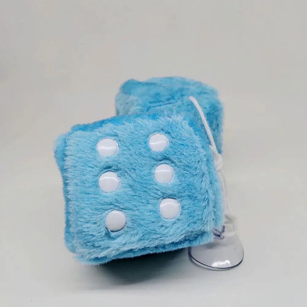 2pcs Big Long Hair Hot Stamping Dot Dice Plush Toy Cube Pendant Car Ornament Sieve Anime Car Decoration Accessories Auto Pendant