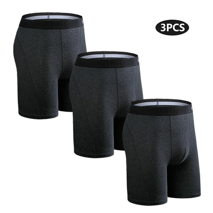 3pcs Long Boxers For Man Underware Lots Mens Underpants Cotton Men's Panties Family Boxershorts Boxer Sexy Male Shorts Calecon
