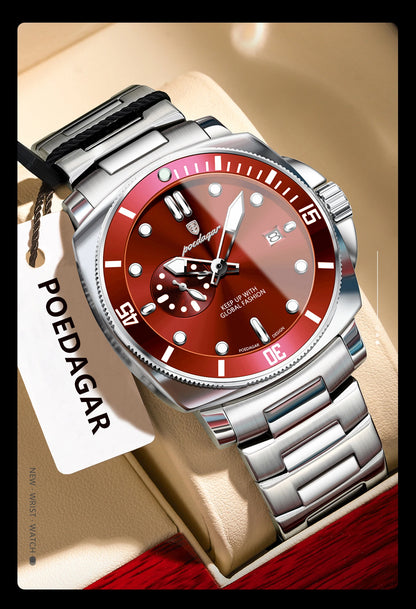 POEDAGAR Luxury Trendy Men Watch Waterproof Luminous Date Stainless Steel Male Watch Quartz Business Sports Men's Watches Reloj