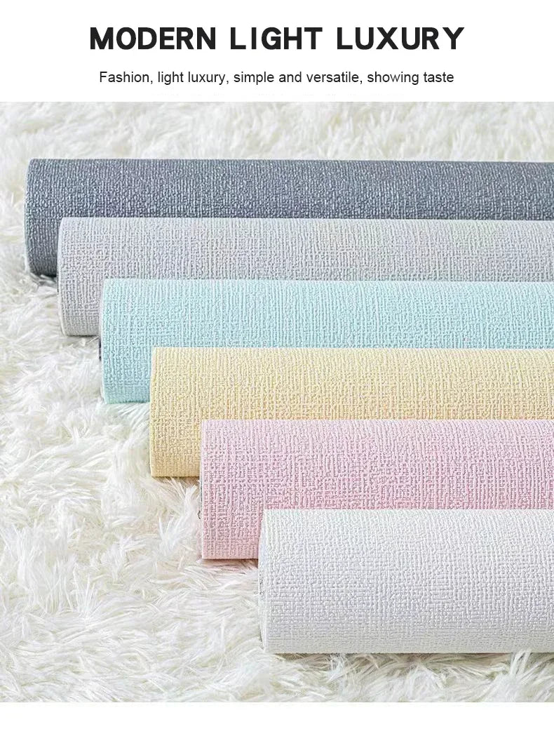 3D Self-Adhesive Linen Wallpaper Continuous Waterproof Wall Stickers Living Room Bedroom Kitchen Cabinet Waterproof Wall Sticker