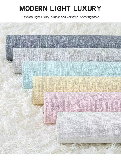 3D Self-Adhesive Linen Wallpaper Continuous Waterproof Wall Stickers Living Room Bedroom Kitchen Cabinet Waterproof Wall Sticker
