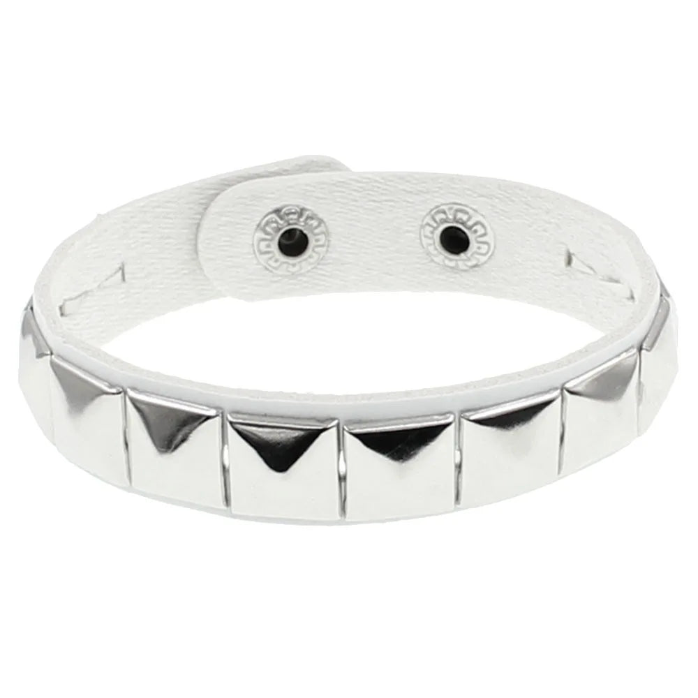 Punk Hip-hop Single Row Square Rivet Bangles Fashion Rock Opening Adjustable Couple Wristband for Women Men Jewelry Accessories