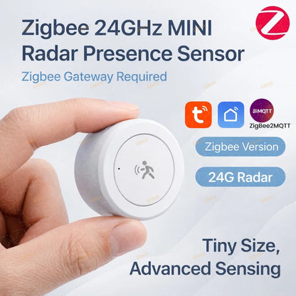 Zigbee 24G MMWave Human Presence Sensor Microwave Radar Occupancy Motion Detector Smart Home Works with Zigbee2MQTT TUYA APP