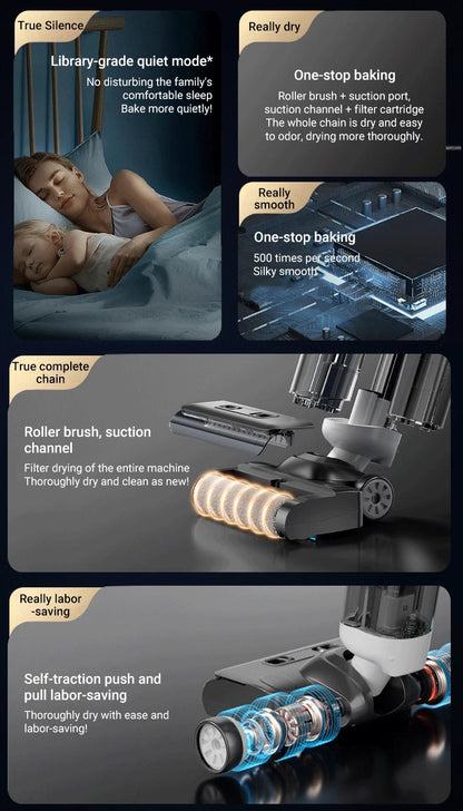 DIVEDEER 15000Pa Wireless Wet Dry Vacuum Cleaner Smart Cordless Mop Floor Cleaner Self-Cleaning Auto Suction Floor Washer