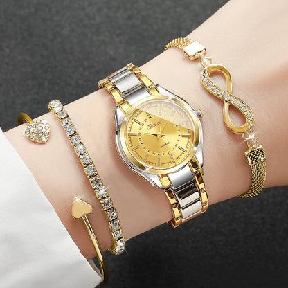 4PCS/Set Fashion Small Dial Women Watches Ladies Luxury Analog Quartz Wristwatch Bracelets Set Reloj Mujer（Without Box）
